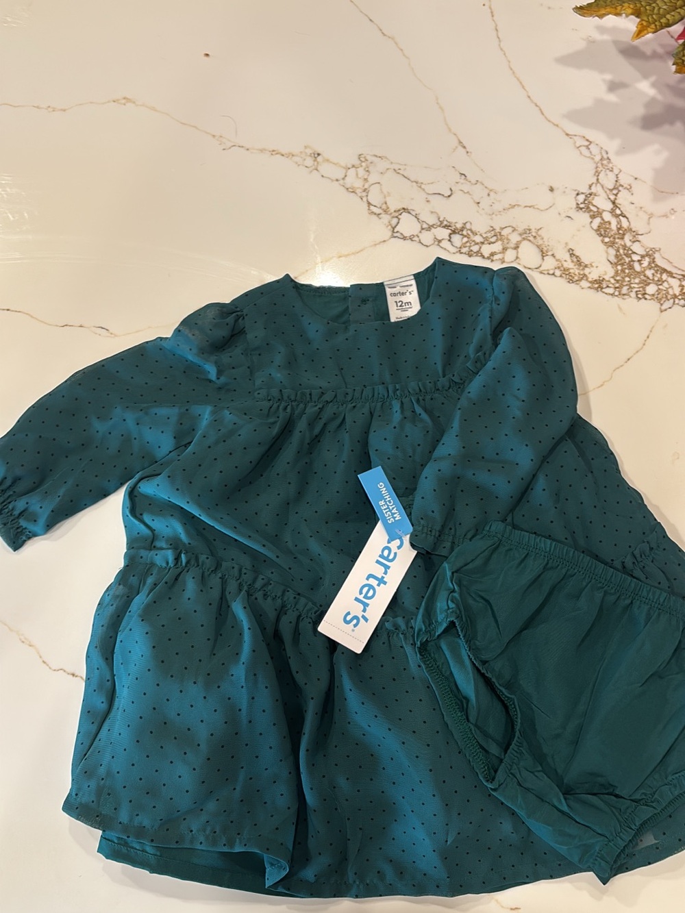 Carter's Teal Dot Dress with Matching Bloomers